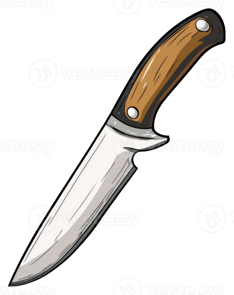 A Wood Handled Hunting Knife Illustration png