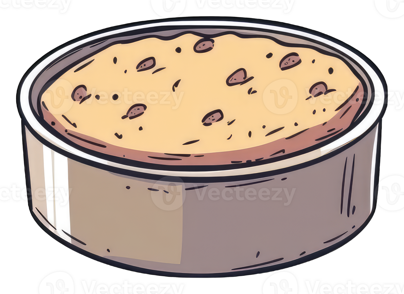 Delicious Baked Dessert In Round Baking Tin png