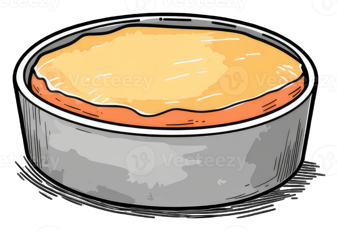 Baked Custard in a Metal Baking Dish png