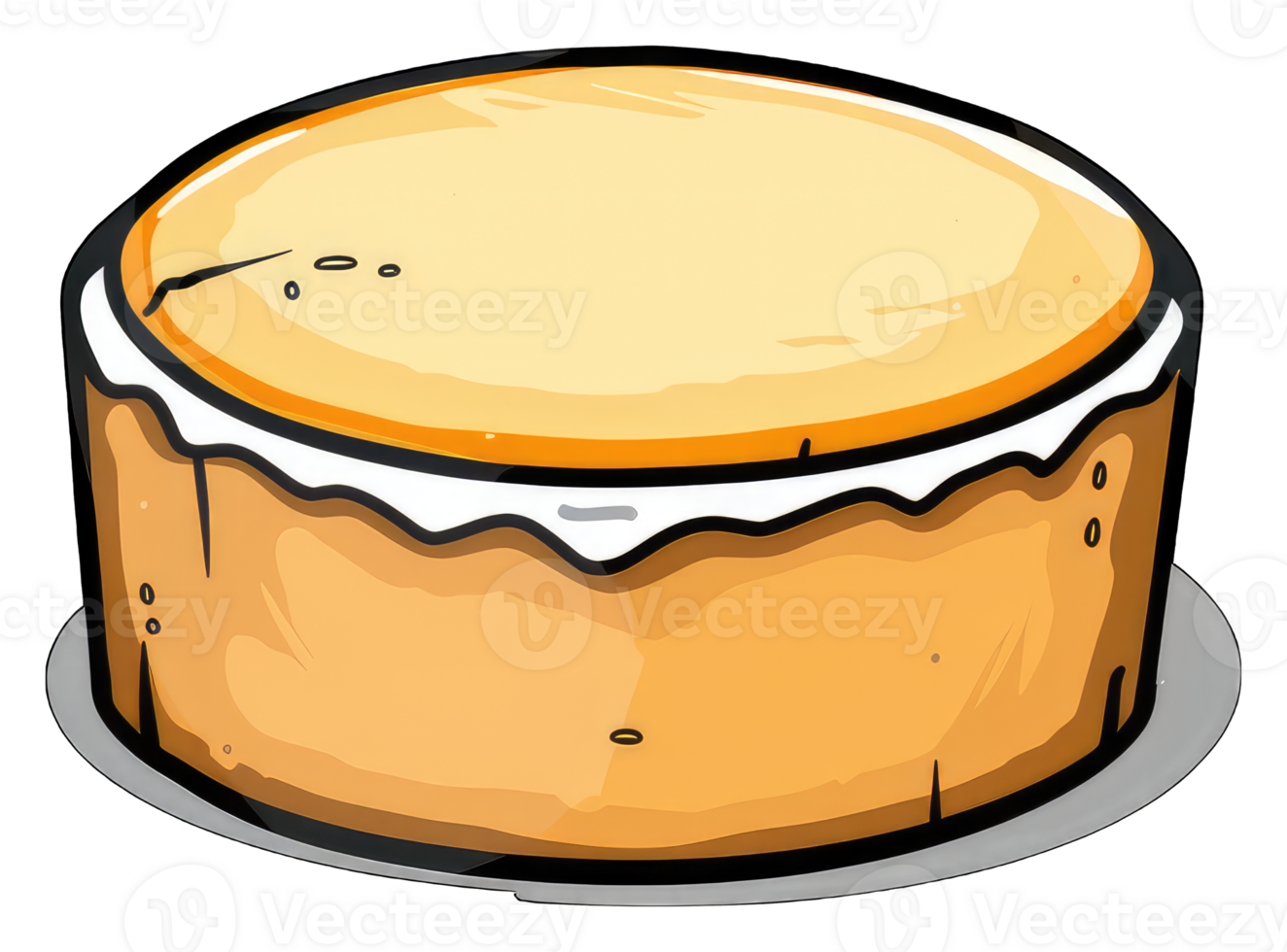 Delicious Round Cake With Creamy Icing Topping png