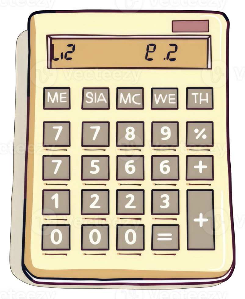 A Cartoon Illustration Of A Simple Beige Calculator png