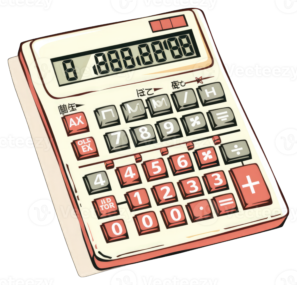 Retro Style Calculator Displaying Numbers png