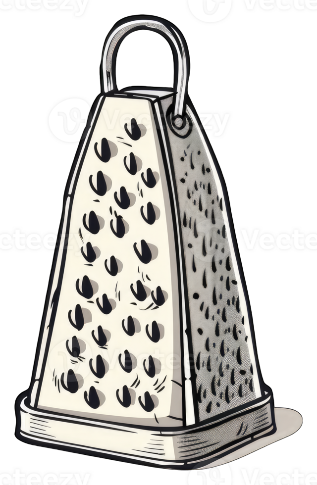 A Triangular Metal Cheese Grater with a Handle png