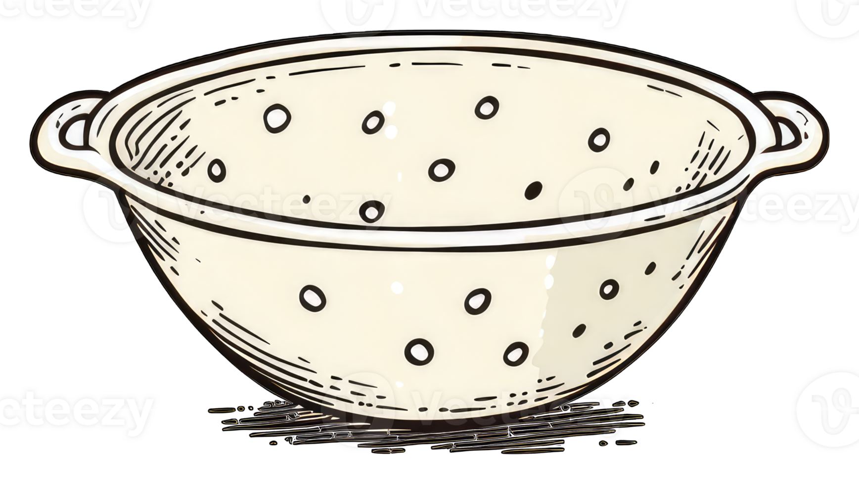 A Cream Colored Colander with Two Handles png