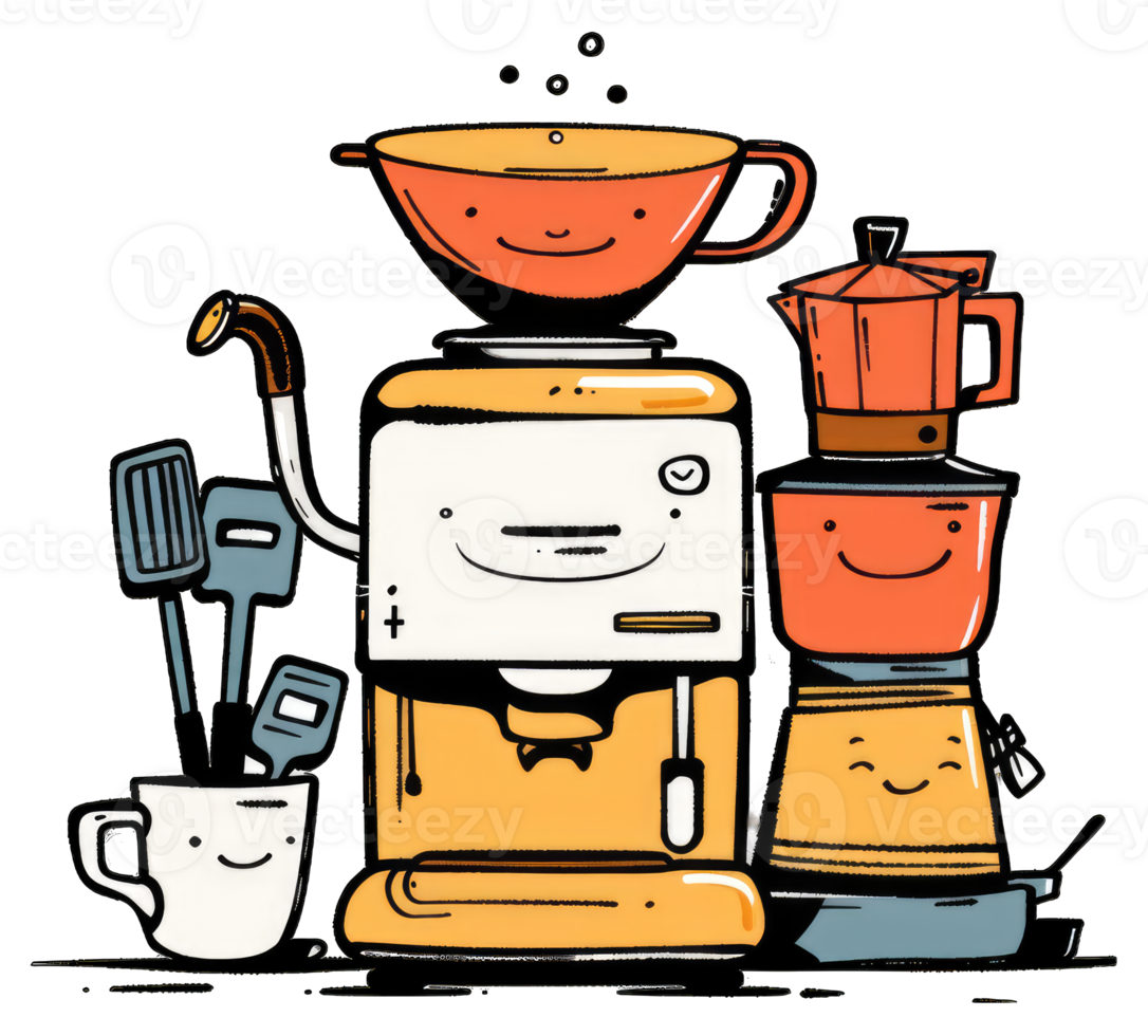 Happy Kitchen Appliances Smiling Together In A Group png