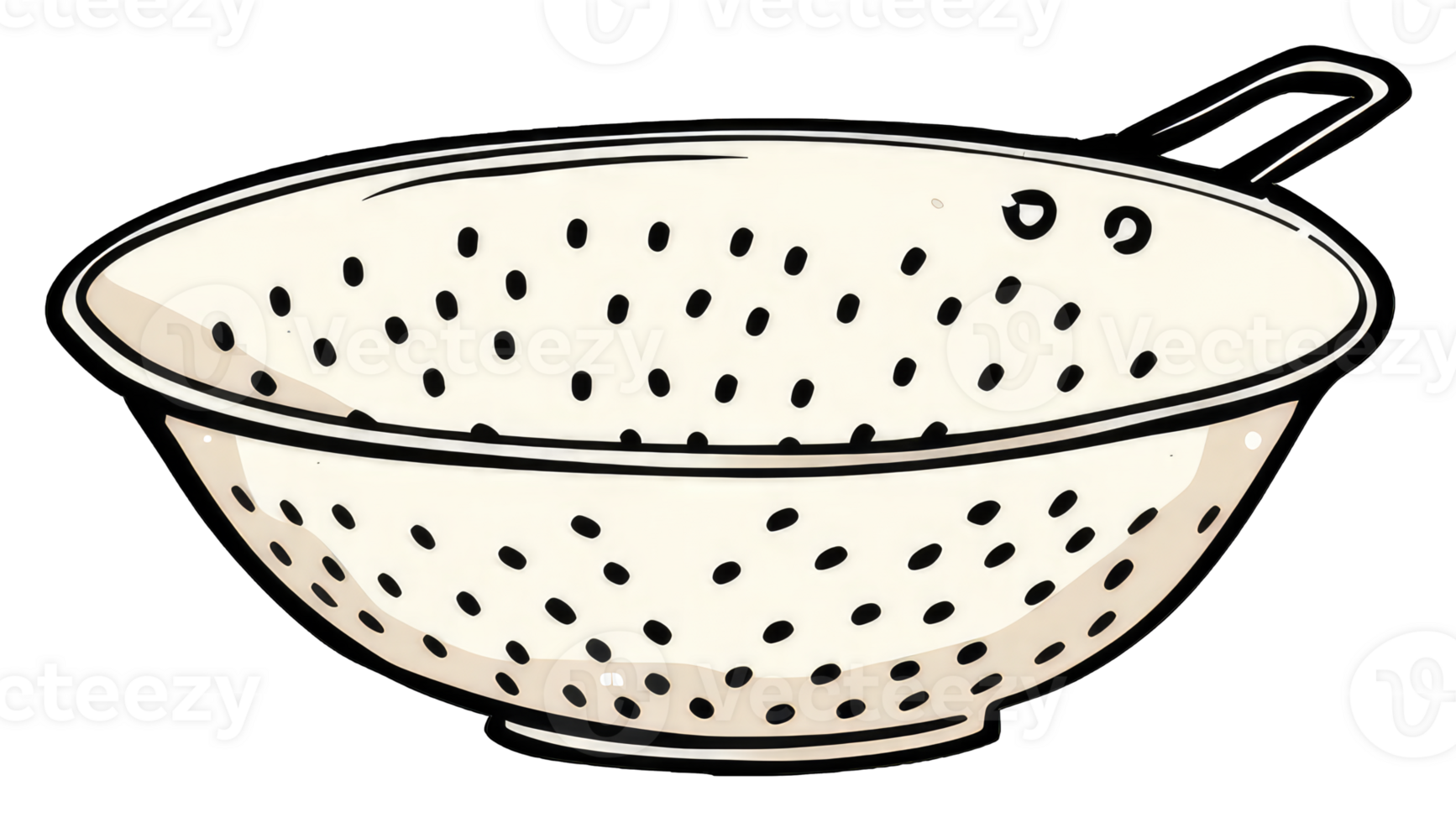 A Cream Colored Colander with a Handle png