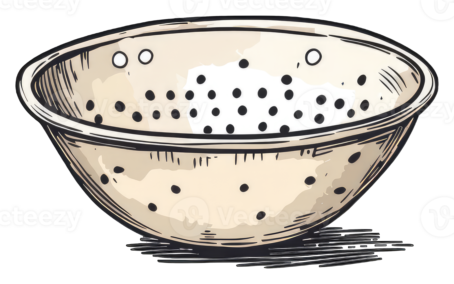 A Detailed Illustration Of A Metal Colander png
