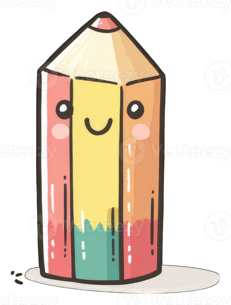 A Happy Colorful Pencil Character Illustration png