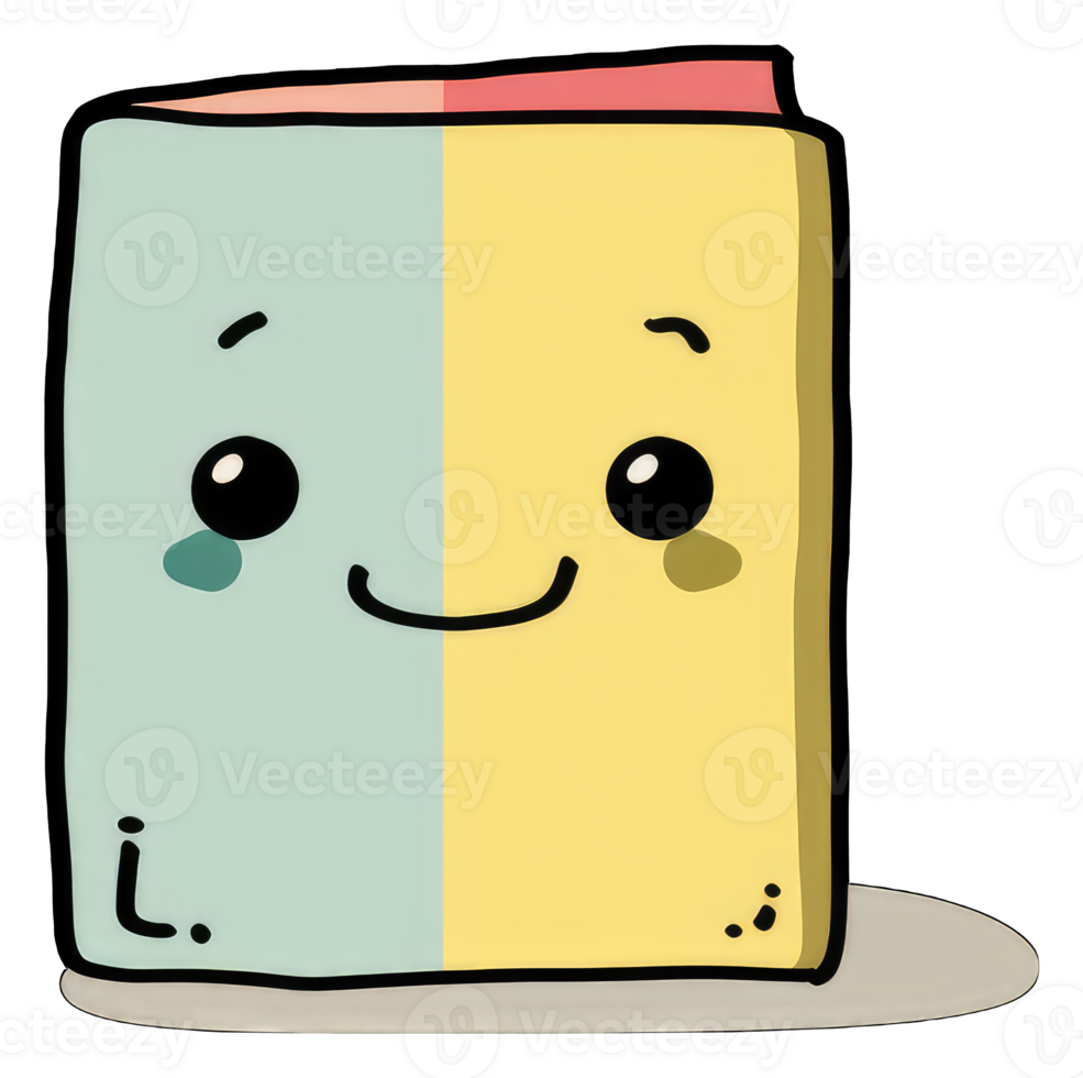 Happy Book Character with Two Tone Cover png