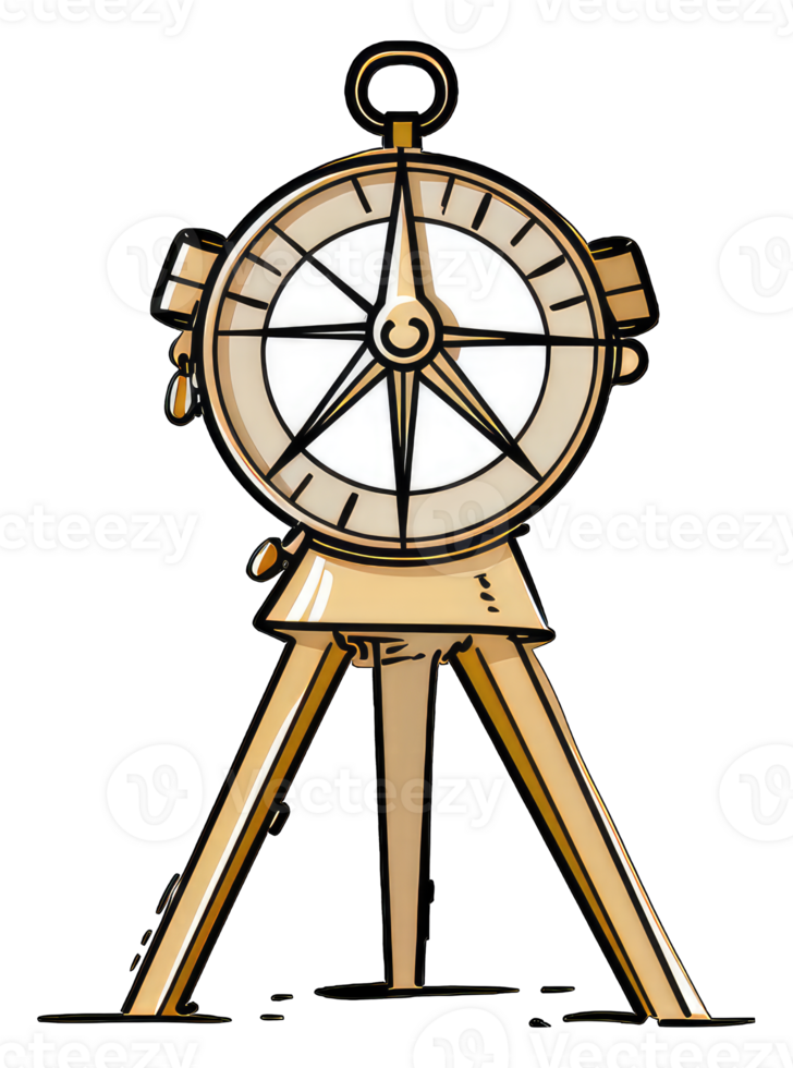 A Triangular Stand Supports A Golden Compass png