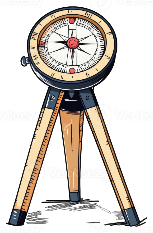 A Tripod Mounted Compass Shows Direction And Navigation png