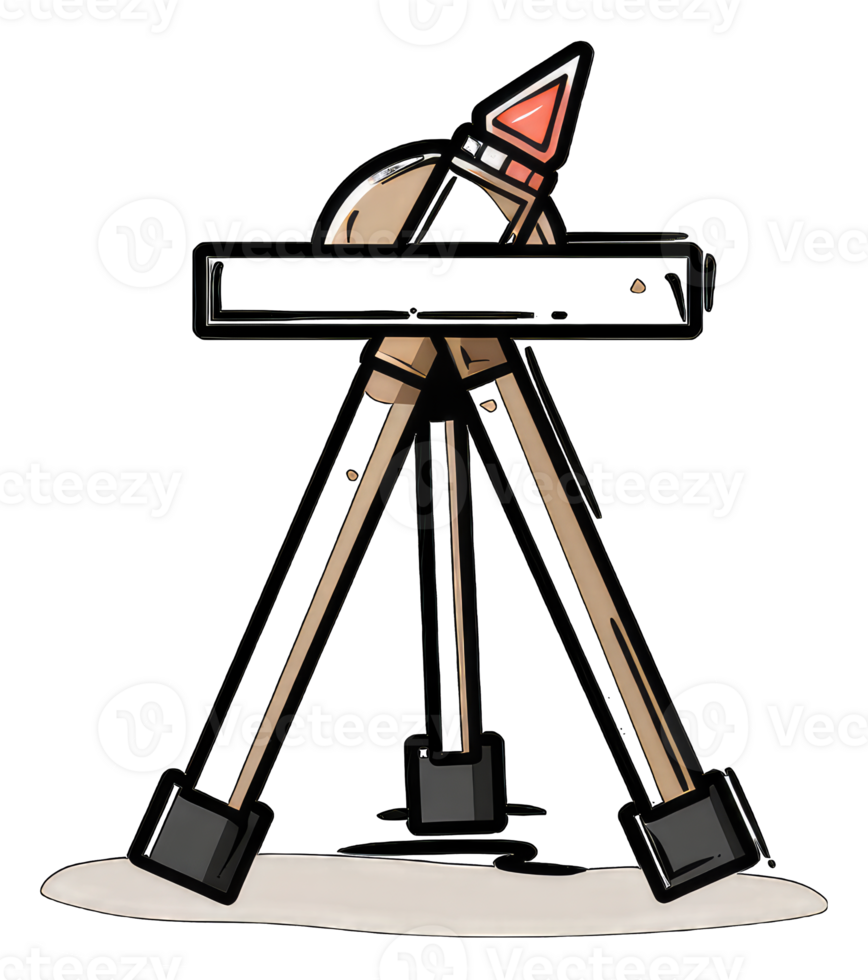 Triangular Rocket Mounted On A Tripod Stand png