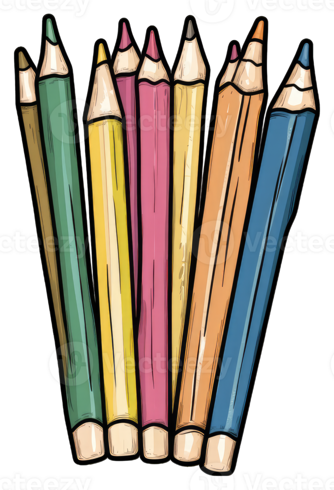 Colorful Pencils Arranged Together In A Group png
