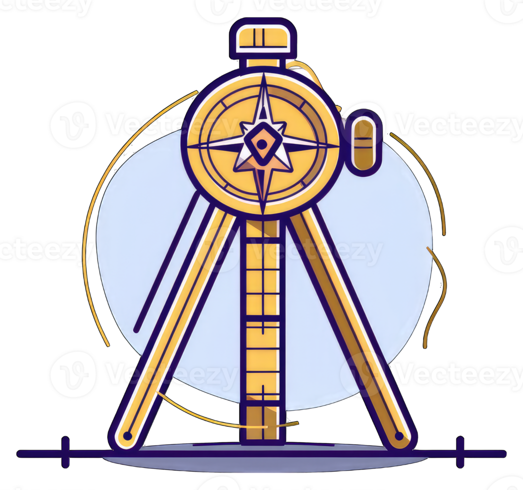 A Triangular Compass with a Central Star Design png