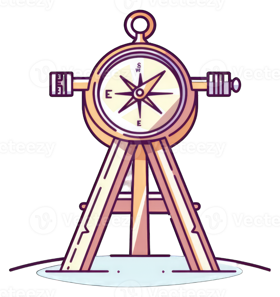 Compass Mounted on Tripod Stand for Navigation png