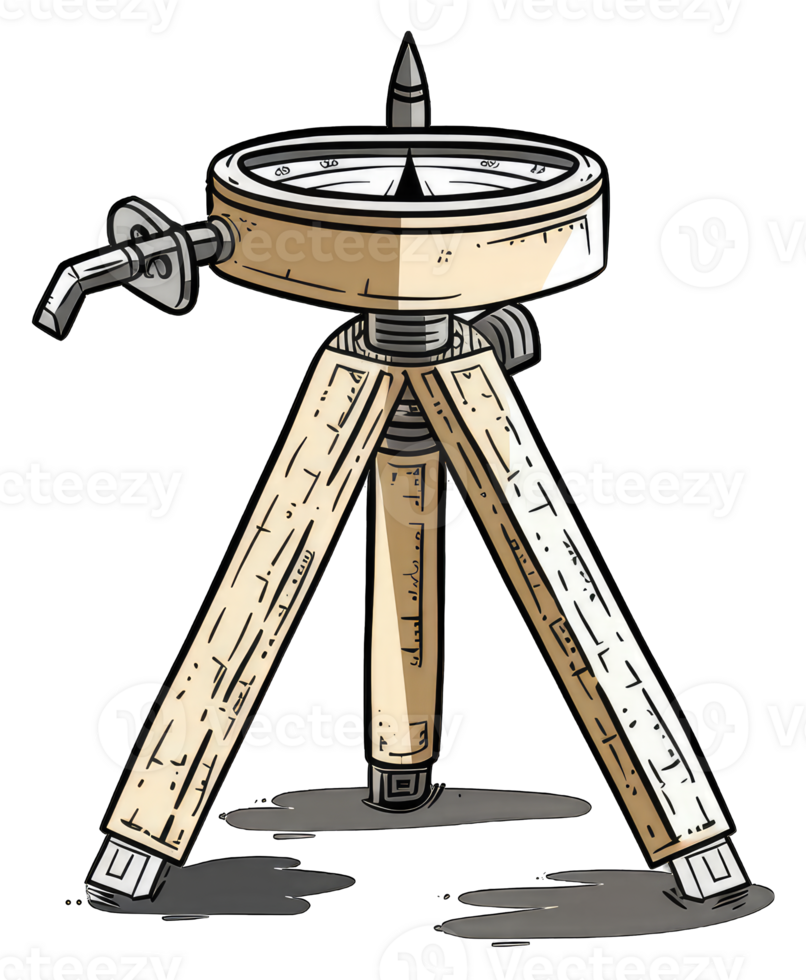 Vintage Compass Mounted on a Tripod Stand png
