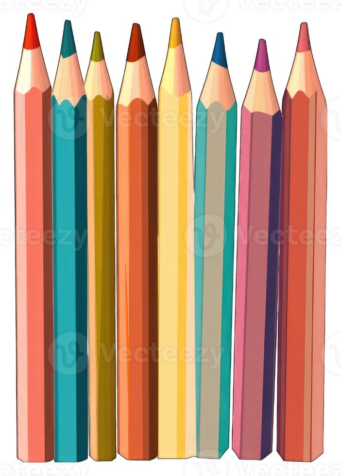 Colorful Pencils Arranged in a Neat Row png