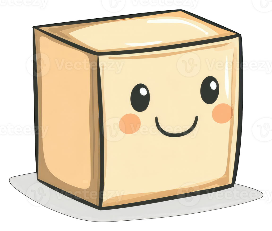 Happy Cube Shaped Tofu Block Cartoon Illustration png