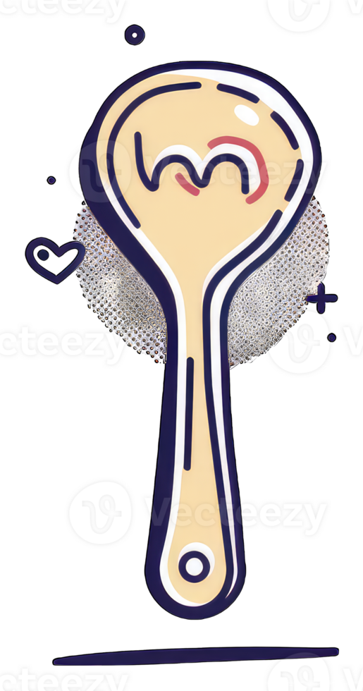 Cartoon illustration of a stylized spoon with a textured background png