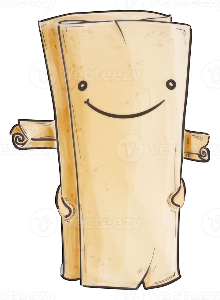 Happy Scroll Character Cartoon Illustration Design png
