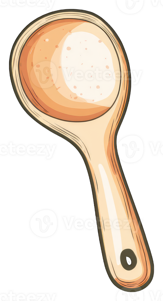 Wooden Spoon with Creamy Beige Substance png