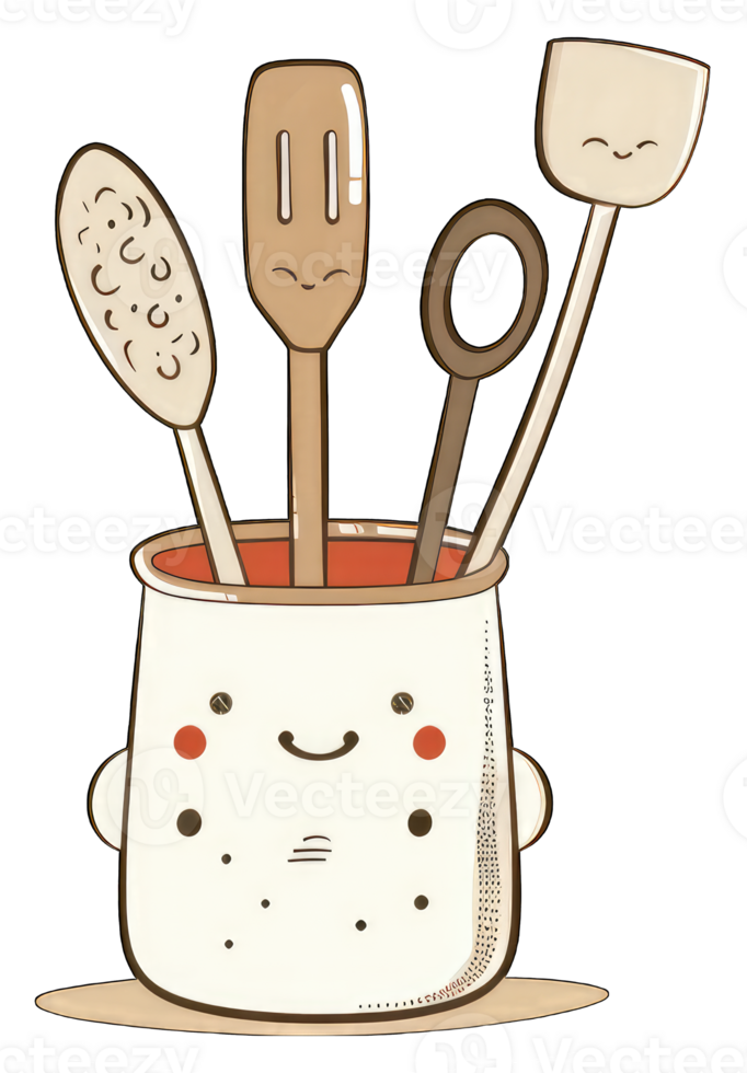 Happy Cooking Utensils In A Cute Jar png