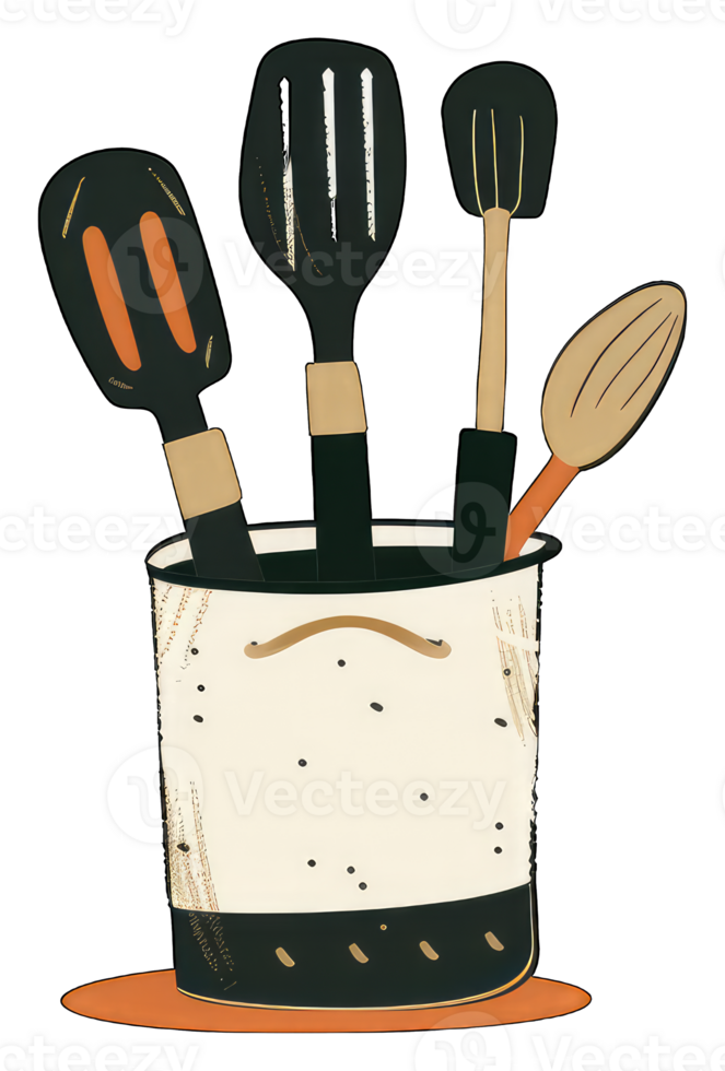 Kitchen Utensils Stored Neatly In A Container png