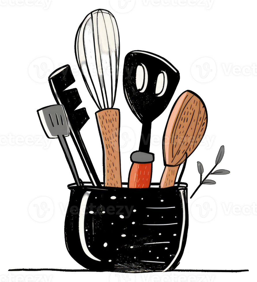 Kitchen Utensils In A Decorative Jar png