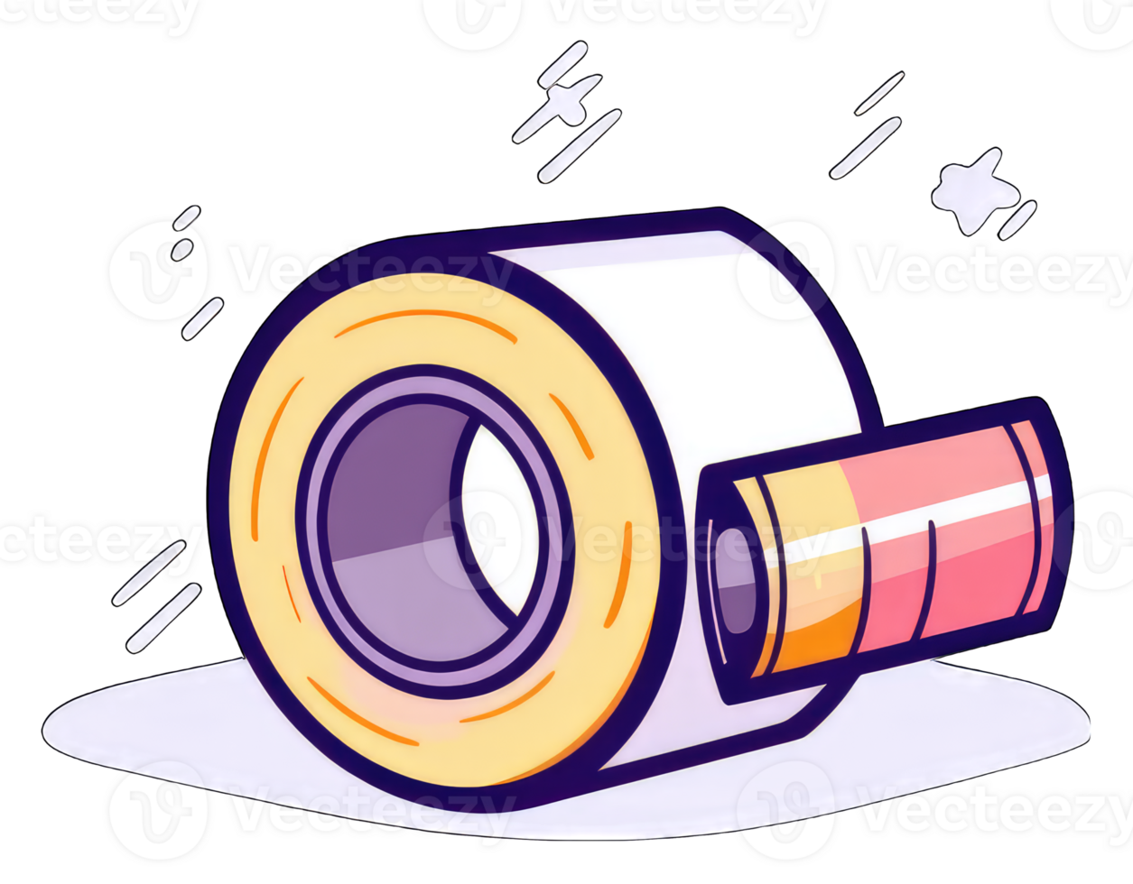 Colorful Roll of Adhesive Tape and Dispenser png