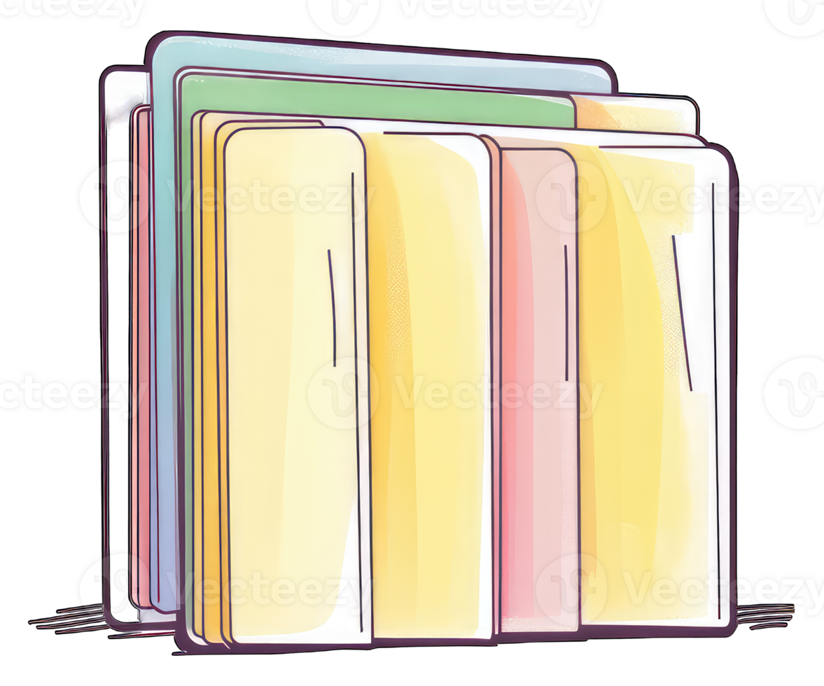 Pastel Colored Files Stacked Neatly Together png