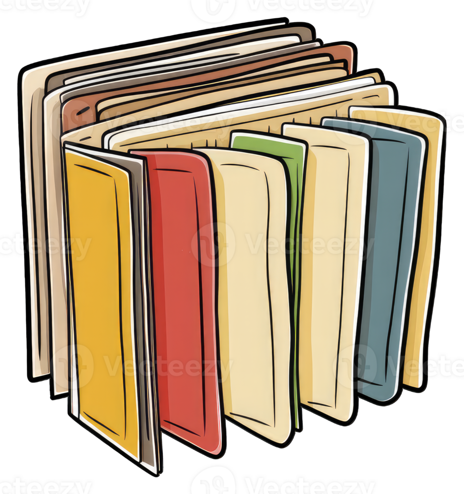 Colorful Stacked Files Represents Organized Documents png