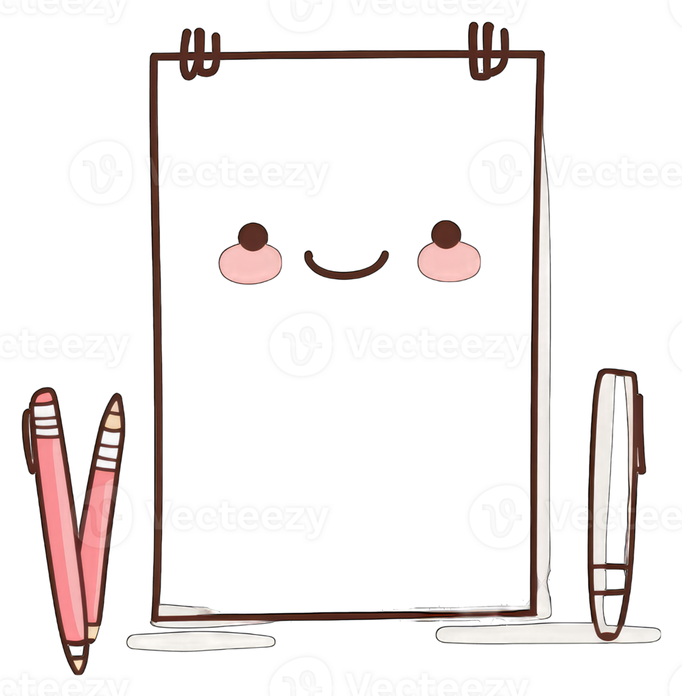 Happy Paper Holds Pencils And Pen Ready To Write png