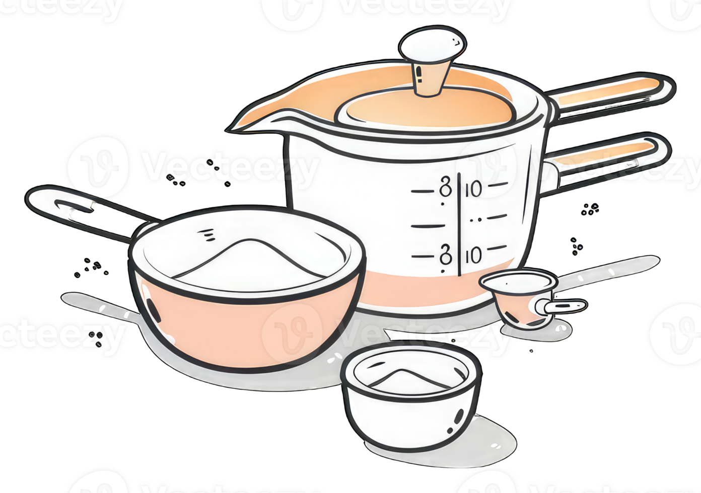 A Collection Of Measuring Cups And Bowls For Baking png