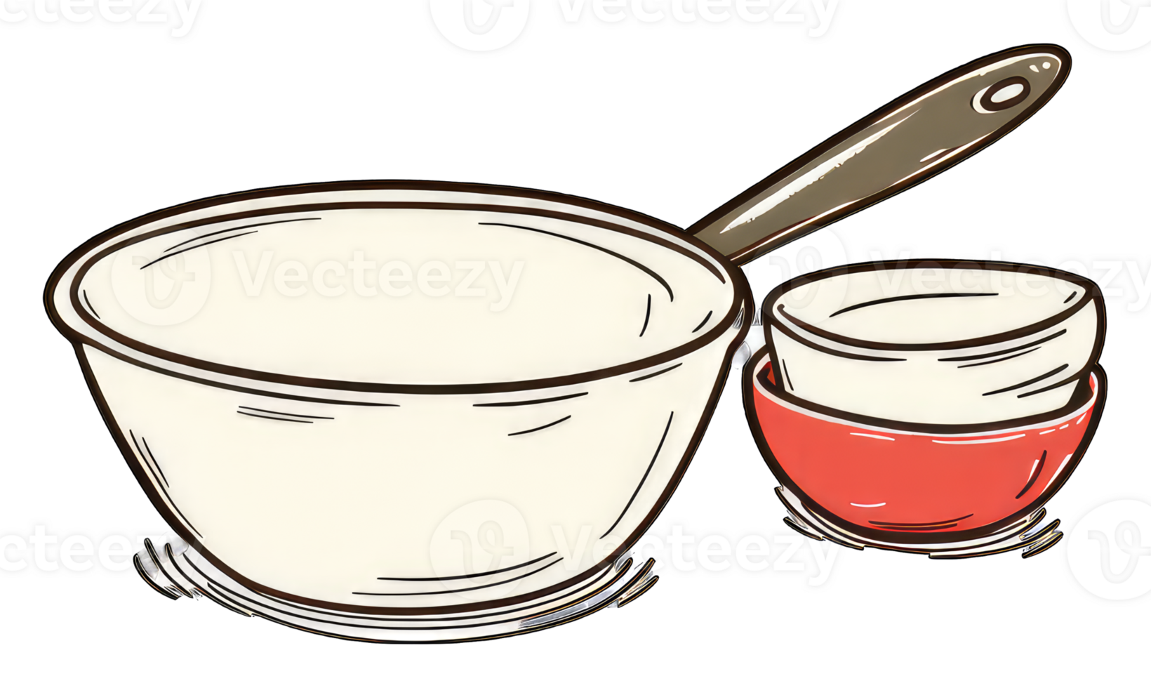 Large Mixing Bowl and Stacked Small Bowls png