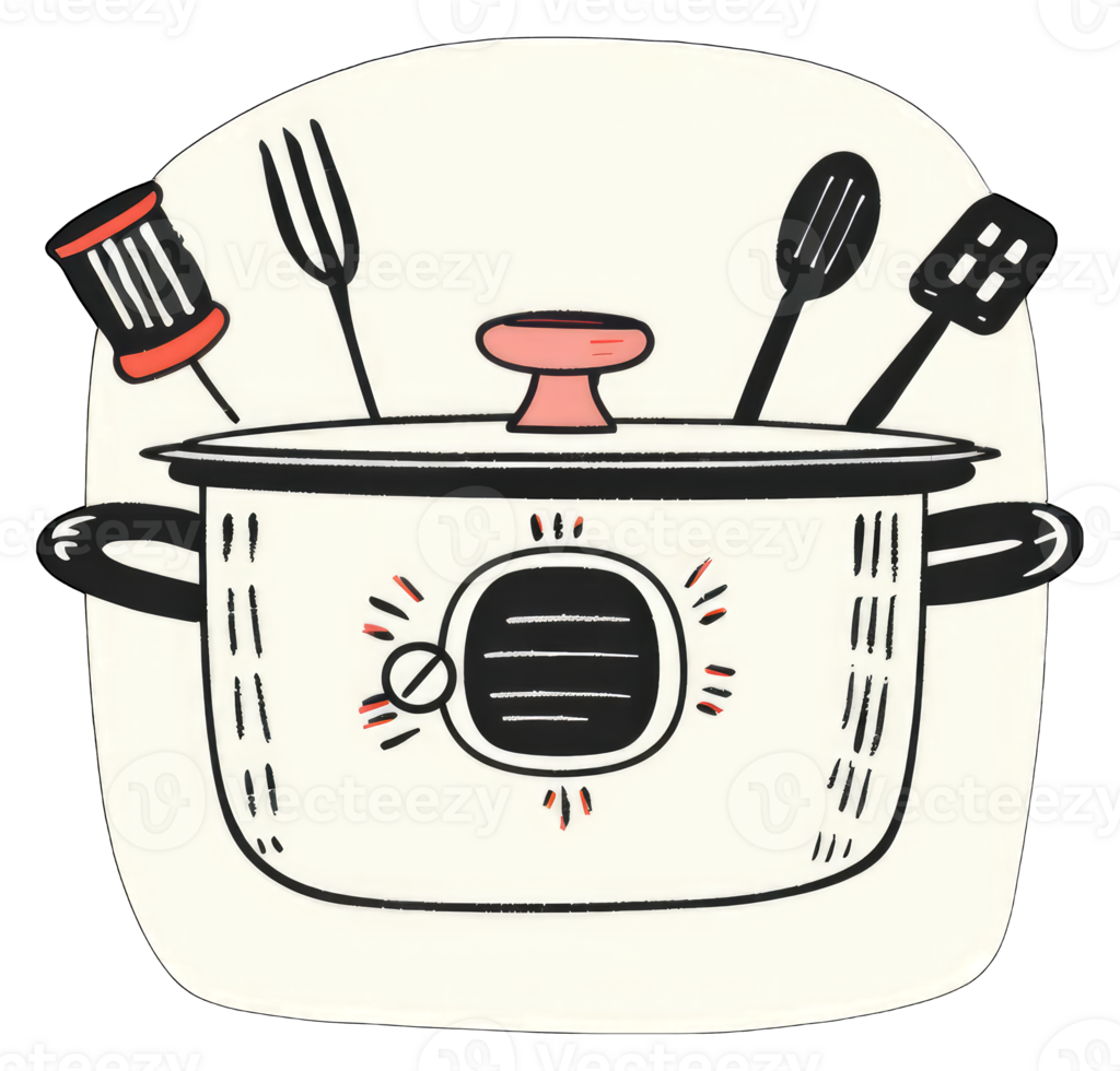 Cooking Pot With Utensils Inside A Kitchen Scene png