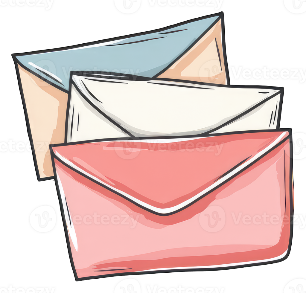 Stack of Envelopes in Pastel Colors Ready to Send png