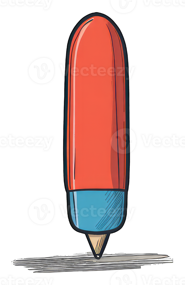 A stylized illustration of a red and blue pencil png