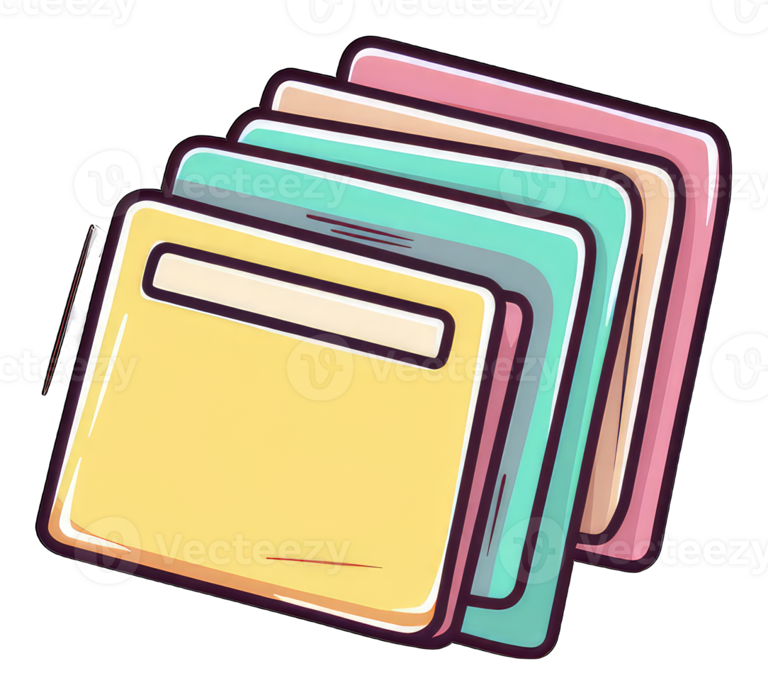 Stack of Colorful Rectangular Papers Illustrative Design png