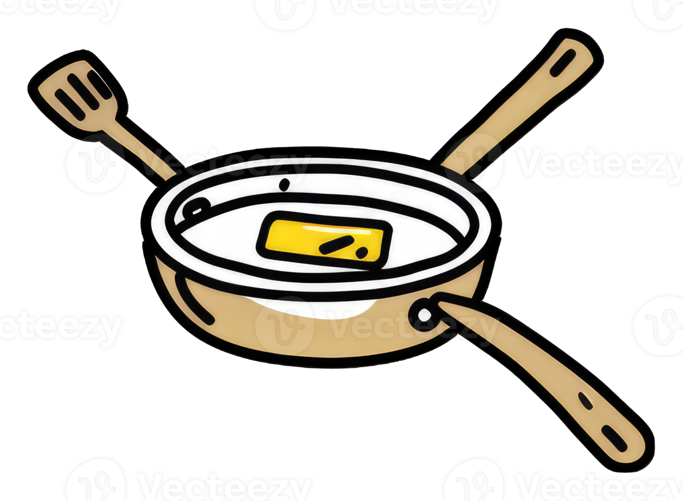Melted Butter In A Pan With Wooden Spoons png