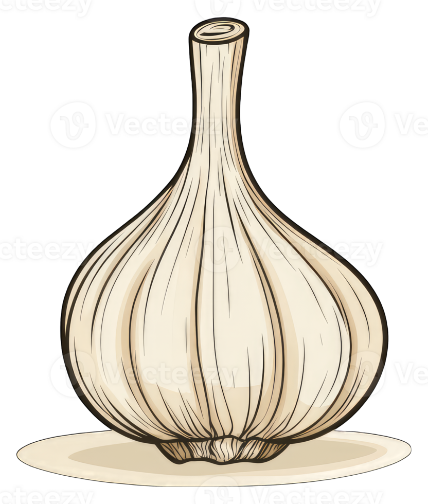 Single bulb of garlic shown on a white background png