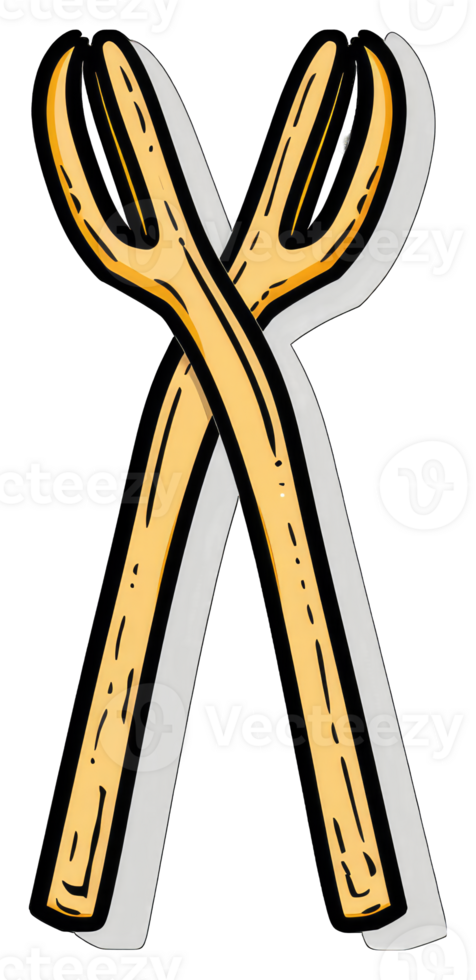 Wooden Salad Servers Crossed Design png