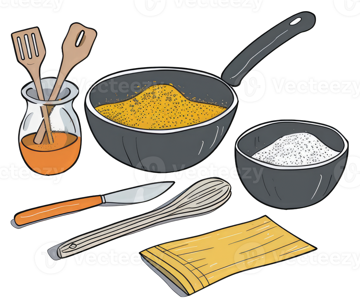 Cooking Ingredients and Utensils Ready For Baking png