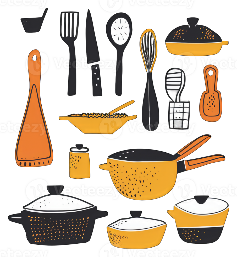 A Collection Of Stylish Kitchen Cooking Utensils png