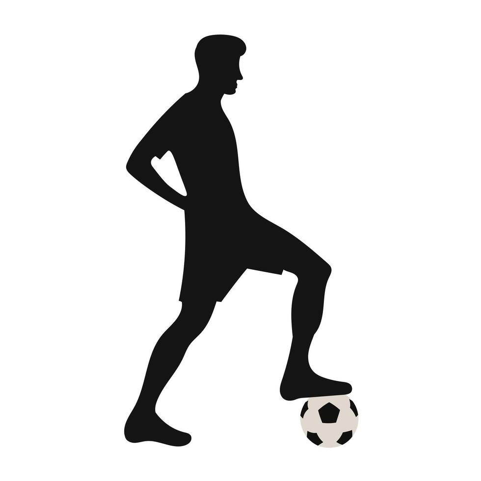 Football player with ball. Soccer player silhouette vector