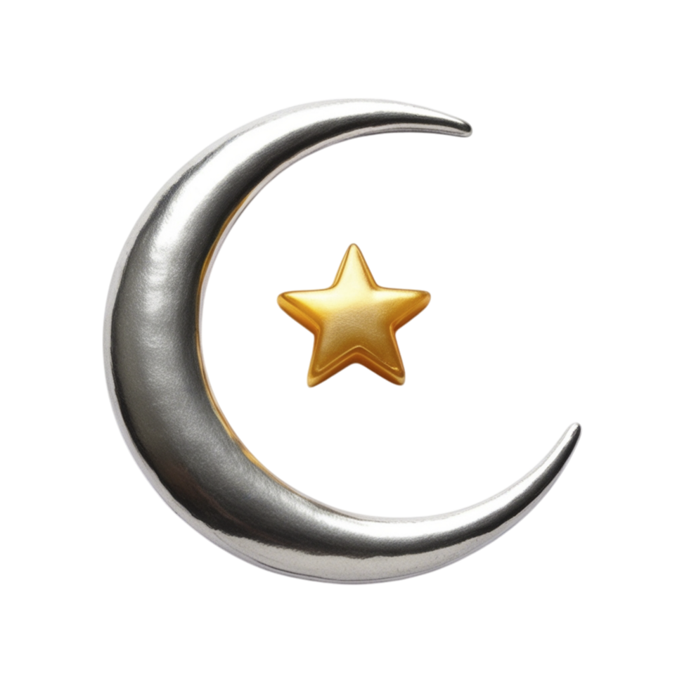A crescent and star on a black background png