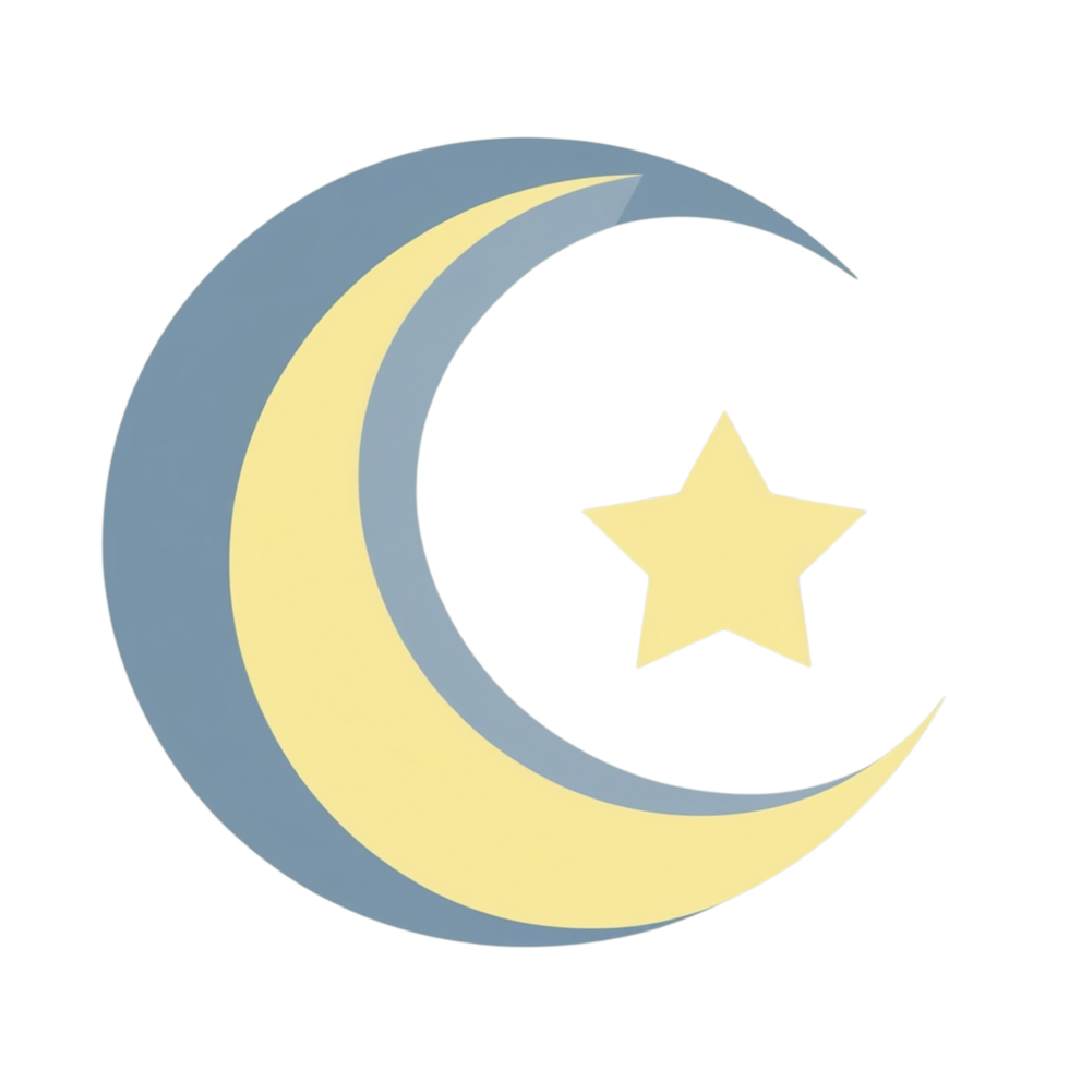 A crescent and star with a black background png