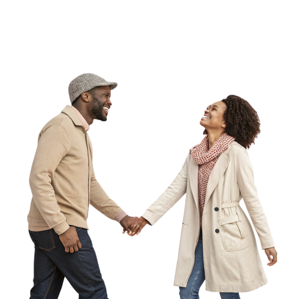 couple holding hands with heart shaped background for a romantic setting png