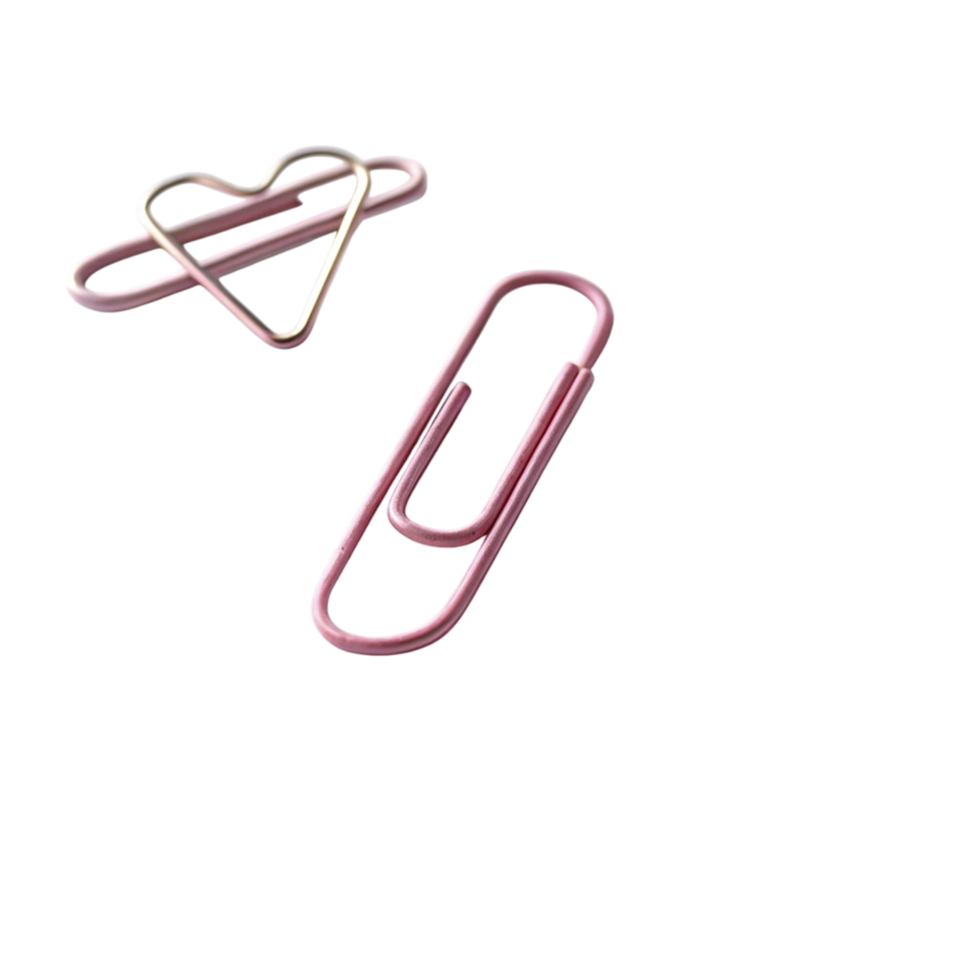 Two paper clips with hearts on them png