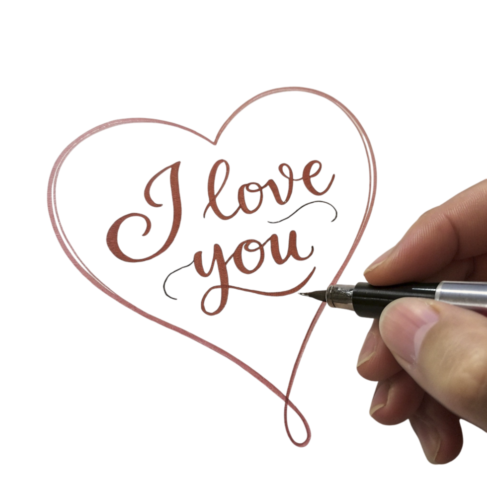 Hand writing i love you with a pen on a black background png