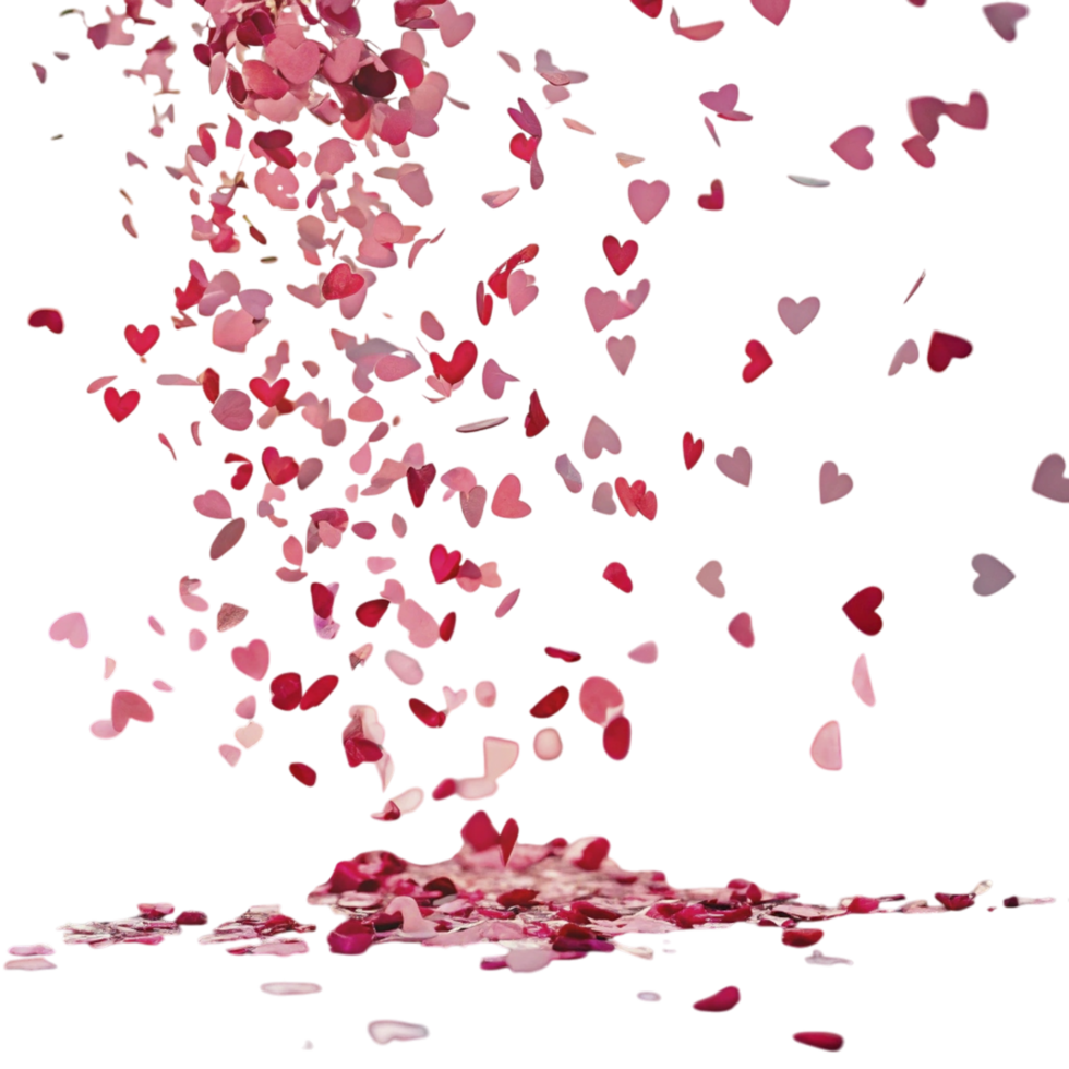 A black background with pink hearts falling from the sky png